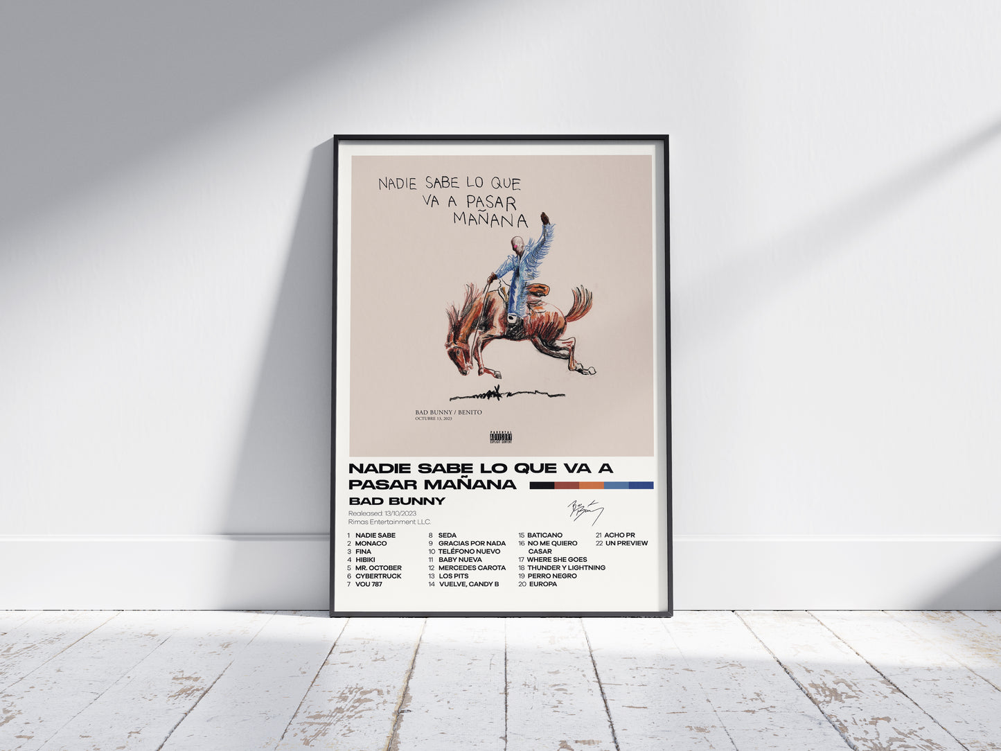 Bad Bunny Minimalist Album Poster – nadie sabe lo que va a pasar mañana Wandkunst