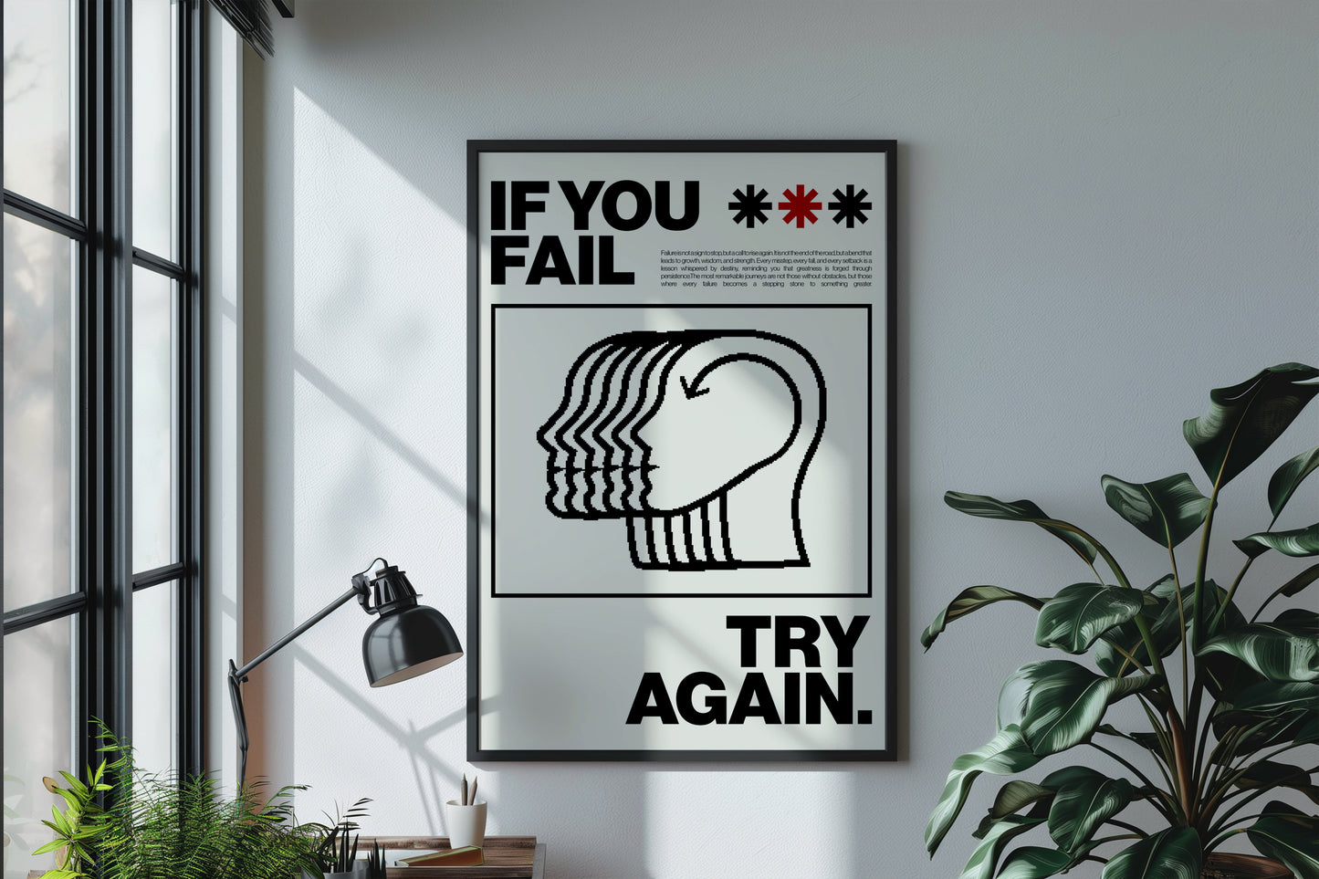 If You Fail Try Again - Minimalist Motivational Poster