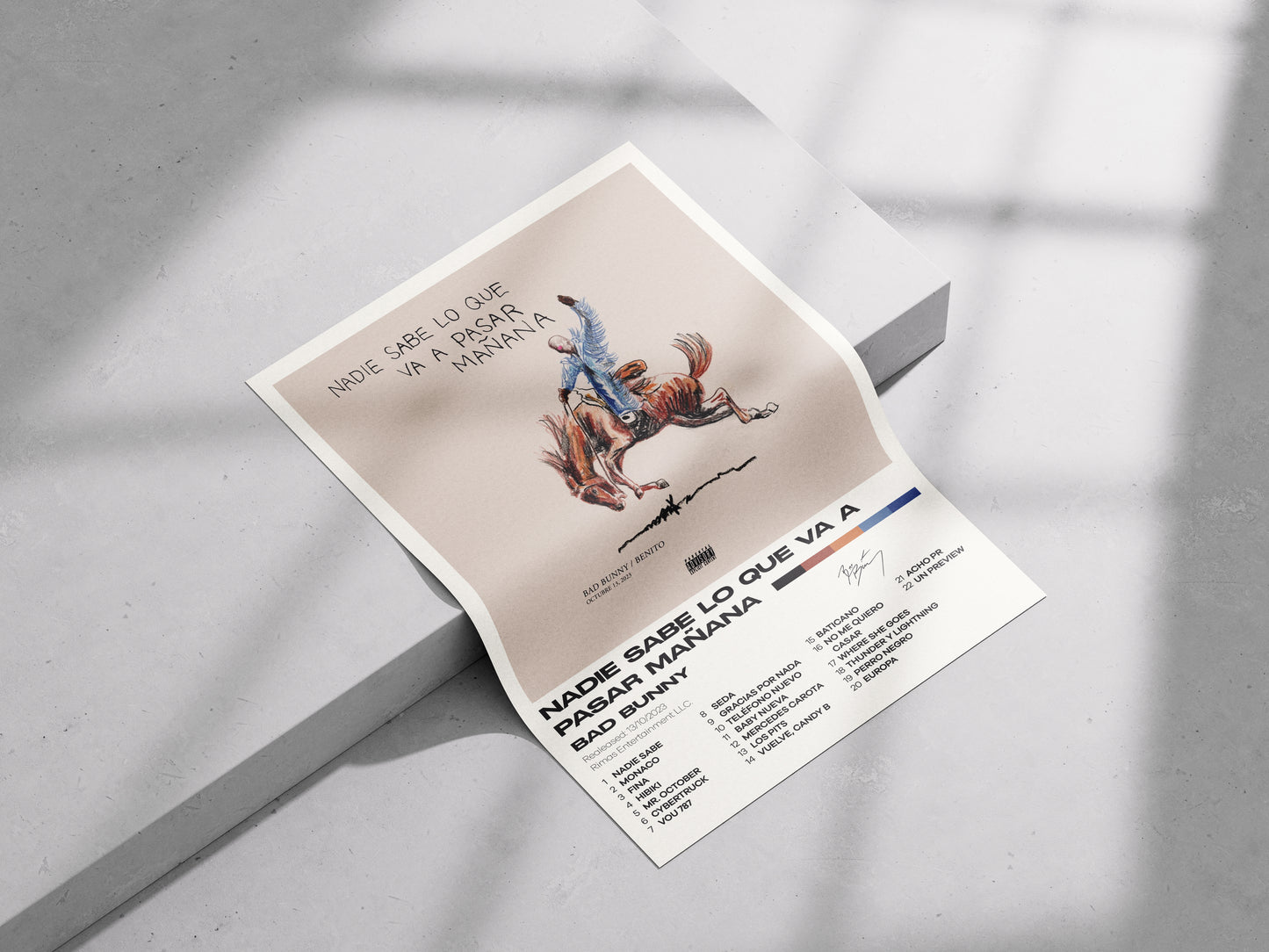 Bad Bunny Minimalist Album Poster – nadie sabe lo que va a pasar mañana Wandkunst