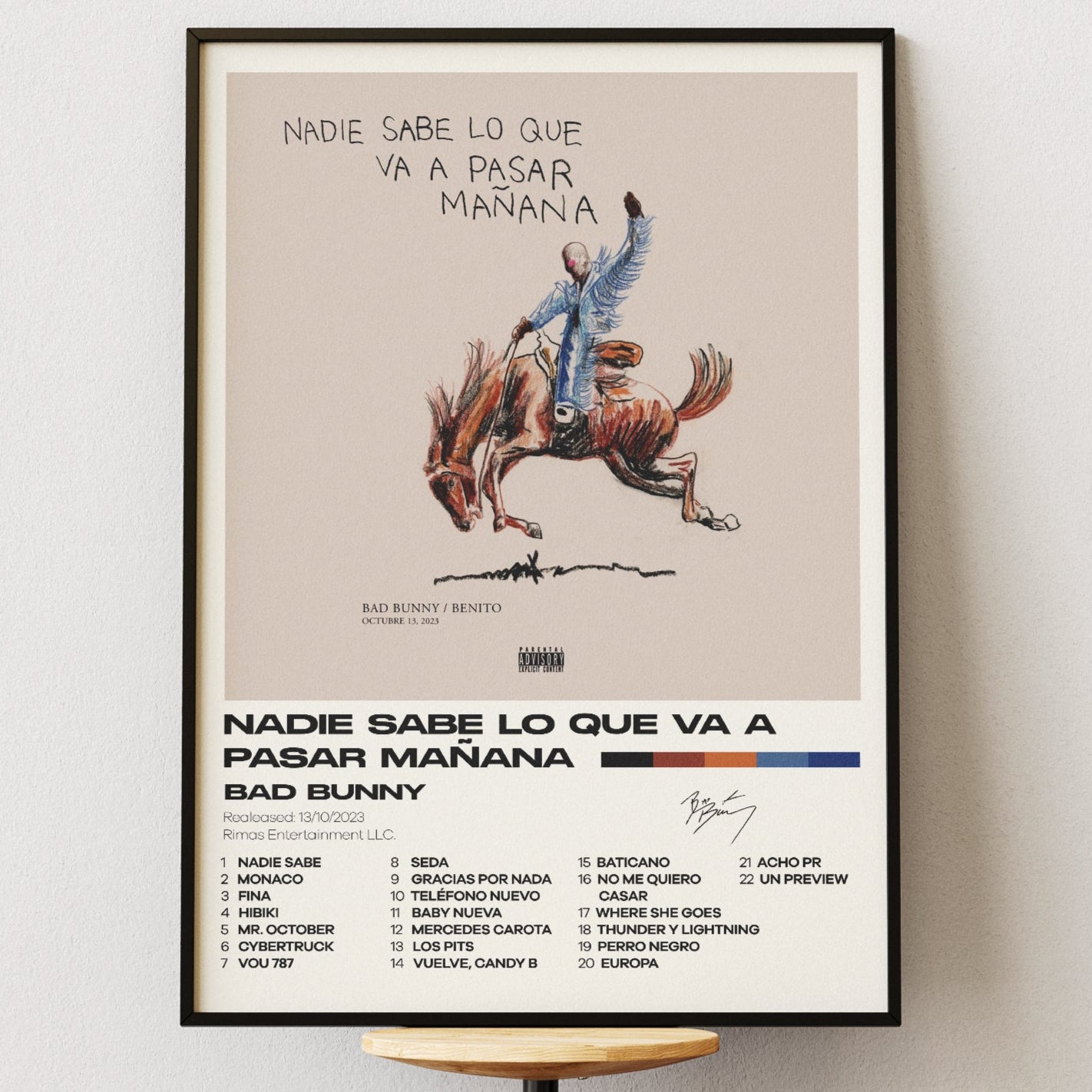 Bad Bunny Minimalist Album Poster – nadie sabe lo que va a pasar mañana Wandkunst