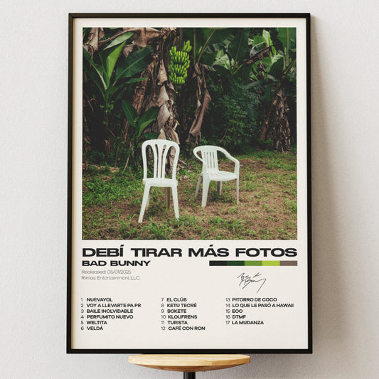 Bad Bunny Minimalist Album Poster - Debi Tirar Mas Fotos Wall Art